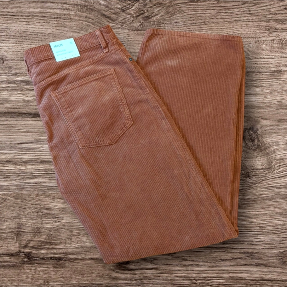 NWT AGOLDE Harper Mid Rise Relaxed Straight Corduroy Jeans